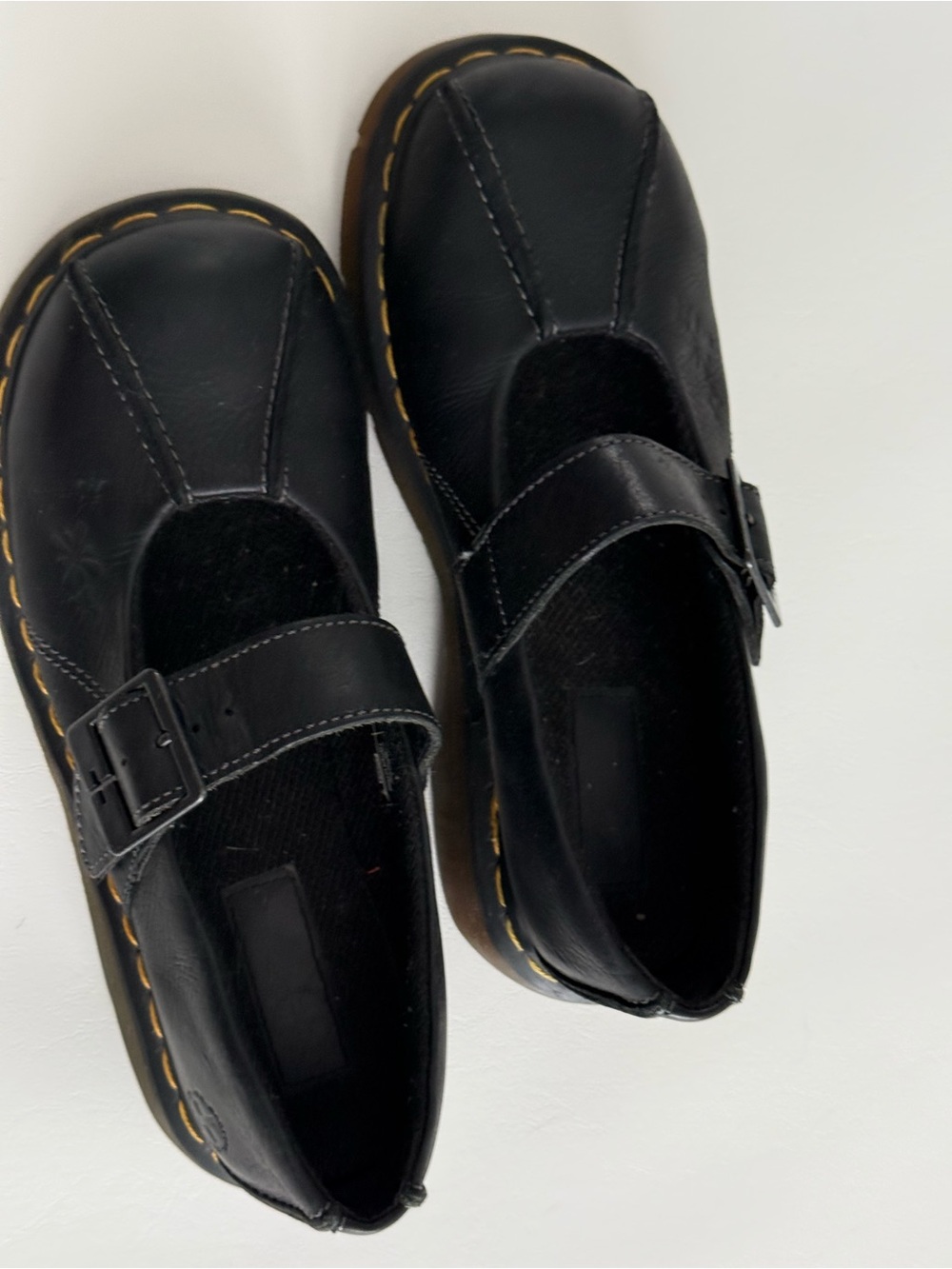 Dr. Martens Black Mary Jane Shoes with Yellow Welt Stitching - Picture 4 of 4